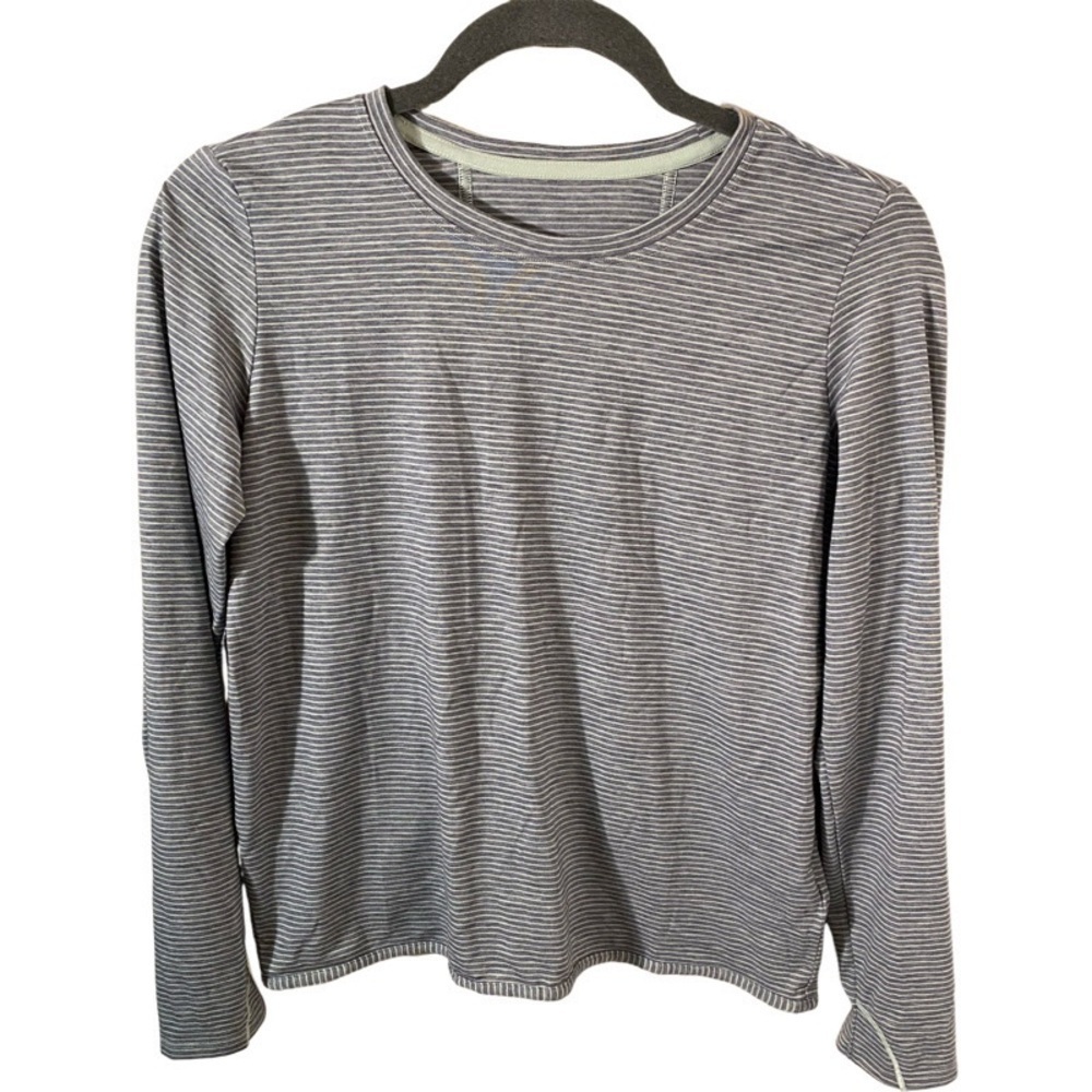 Athleta GIRL top. Size XL/14. Gray and mint green striped.
